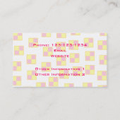 Battenburg Cake Pattern. Roze en geel. Visitekaartje (Achterkant)