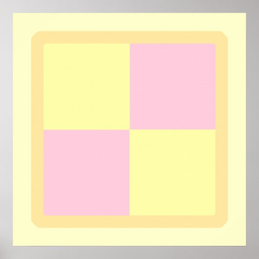 Battenburg Cake. Roze en geel. Poster (Voorkant)