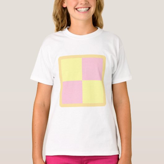 Battenburg Cake. Roze en geel. T-shirt (Voorkant)