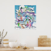 Battende vliegers — blauw poster (Keuken)