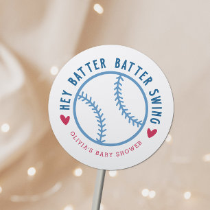 Batter Batter Swing Honkbal Baby Shower Ronde Sticker