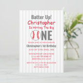 Batter omhoog! Baseball 1e verjaardag Kaart (Staand voorkant)