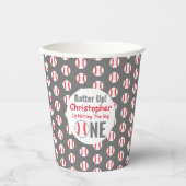 Batter omhoog! Baseball 1e verjaardag Papieren Bekers (Voorkant)