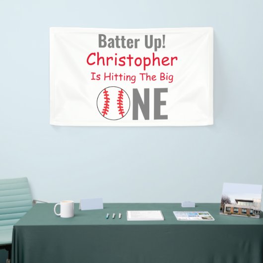 Batter omhoog! Baseball 1e verjaardag Spandoek (Beurs)