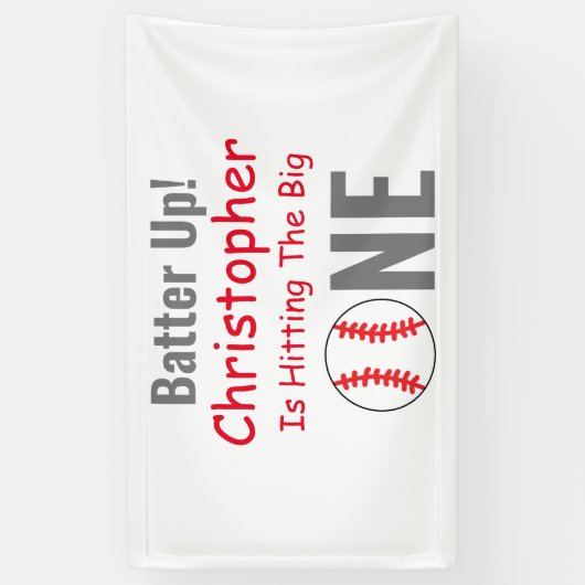 Batter omhoog! Baseball 1e verjaardag Spandoek (Verticaal)