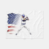 Batter omhoog! - Baseball Player en US Flag Fleece Deken (Voorkant (Horizontaal))