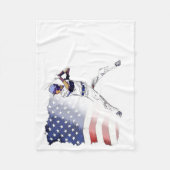 Batter omhoog! - Baseball Player en US Flag Fleece Deken (Voorkant)