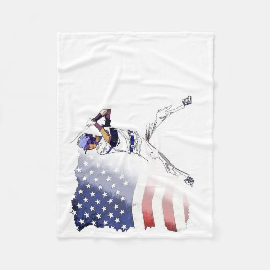 Batter omhoog! - Baseball Player en US Flag Fleece Deken (Voorkant)