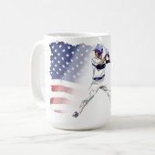 Batter omhoog! - Baseball Player en USA Flag Koffiemok (Voorkant links)