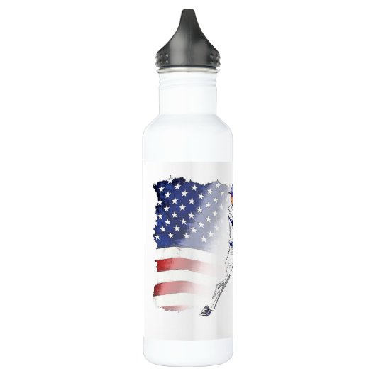 Batter omhoog! - Baseball Player en USA Flag Waterfles (Links)