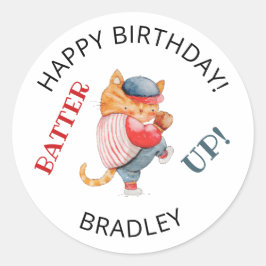 Batter omhoog! Baseball Sportjongens Birthday Ronde Sticker