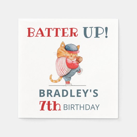 Batter omhoog! Baseball Sportjongens Birthday Servet (Voorkant)