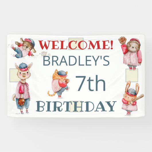 Batter omhoog! Baseball Sportjongens Birthday Spandoek (Horizontaal)