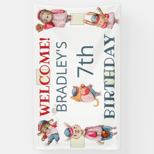Batter omhoog! Baseball Sportjongens Birthday Spandoek (Verticaal)