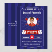 Batter omhoog! Blauw & Rood Honkbal 4e Verjaardags Kaart (Voorkant / Achterkant)