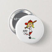 Batter omhoog! Softball Stick Figuur Button (Voorkant /achterkant)