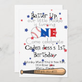 Batter op Baseball, eerste verjaardag Kaart (Voorkant / Achterkant)