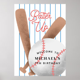 Batter op Baseball Thema Birthday Welkom Poster