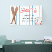 Batter op Red Blue Baseball Birthday party Spandoek (Beurs)