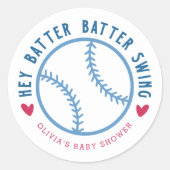 Batter Swing Baseball Baby shower Ronde Sticker (Voorkant)