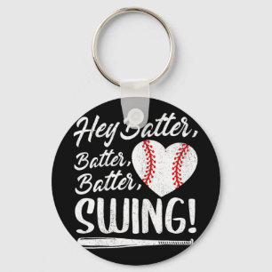 Batter Swing Baseball Heart Mam Cute Women's Mothe Sleutelhanger