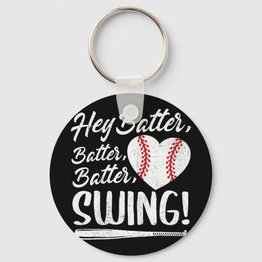 Batter Swing Baseball Heart Mam Cute Women's Mothe Sleutelhanger (Voorkant)