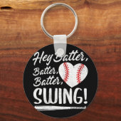 Batter Swing Baseball Heart Mam Cute Women's Mothe Sleutelhanger (Voorkant)