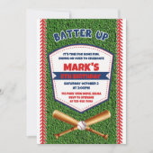 Batter up Baseball Birthday Uitnodiging (Voorkant)