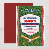 Batter up Baseball Birthday Uitnodiging (Voorkant / Achterkant)