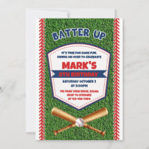 Batter up Baseball Birthday Uitnodiging