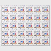 Batter-up Baseball First Birthday Wrapping Paper Cadeaupapier (Vlak)