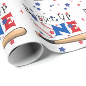Batter-up Baseball First Birthday Wrapping Paper Cadeaupapier (Rol Hoek)