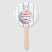 Batter Up Baseball Thema Verjaardagsfeestfoto Handwaaier (Voorkant)