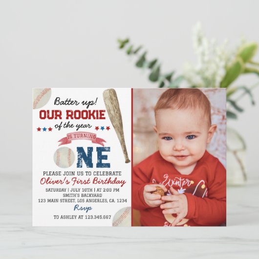 Batter-up Baseball, uitnodiging van 1 september (Staand voorkant)