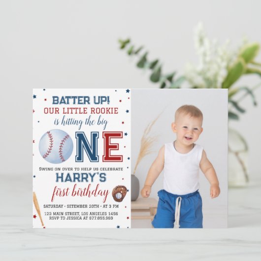 Batter-up Baseball, uitnodiging van 1 september (Staand voorkant)