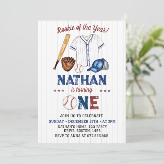 Batter-up Baseball, uitnodiging van 1 september (Staand voorkant)