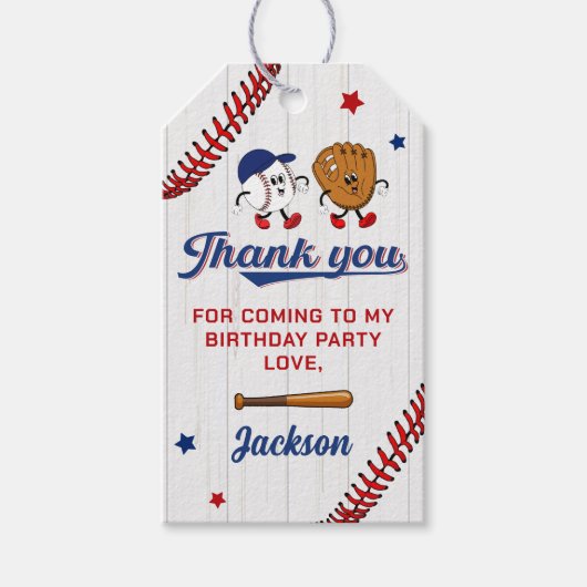  Batter Up Baseball Verjaardag Gift Label Cadeaulabel (Voorkant)