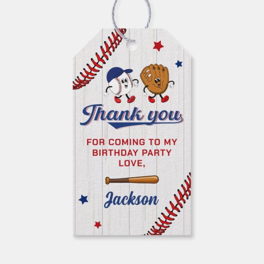  Batter Up Baseball Verjaardag Gift Label Cadeaulabel (Achterkant)