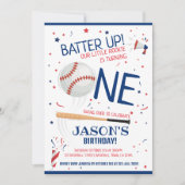 Batter Up Blauw Kleine Rookie Baseball 1e Verjaard Kaart (Voorkant)