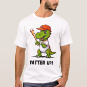 Batter up Dino spelen honkbal T-shirt (Voorkant)