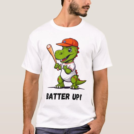 Batter up Dino spelen honkbal T-shirt (Voorkant)