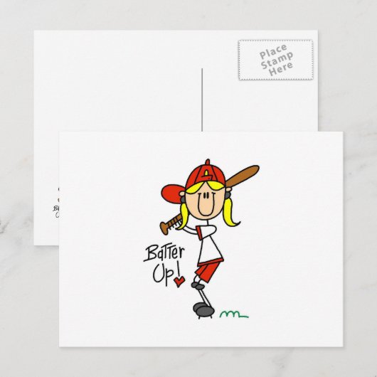 Batter Up Girls Baseball T-shirts en cadeautjes Briefkaart (Voorkant / Achterkant)