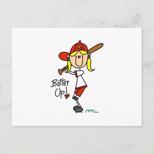 Batter Up Girls Baseball T-shirts en cadeautjes Briefkaart (Voorkant)