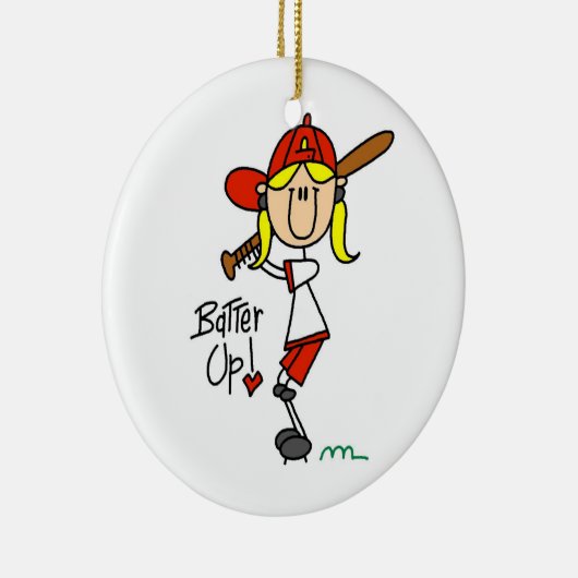 Batter Up Girls Baseball T-shirts en cadeautjes Keramisch Ornament (Rechts)
