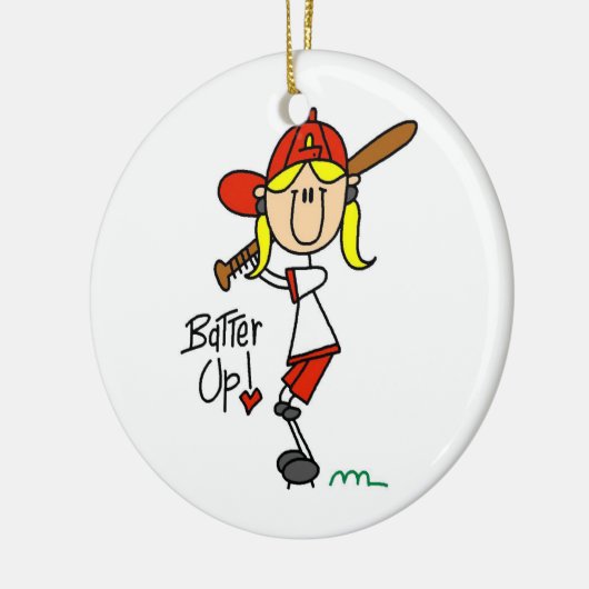 Batter Up Girls Baseball T-shirts en cadeautjes Keramisch Ornament (Links)