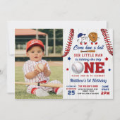  Batter Up Honkbal 1e Verjaardag Foto Kaart (Voorkant)