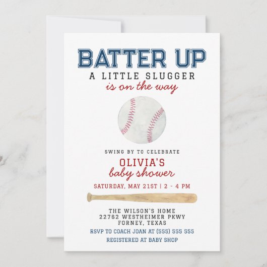 Batter Up Honkbal Baby shower Kaart (Voorkant)