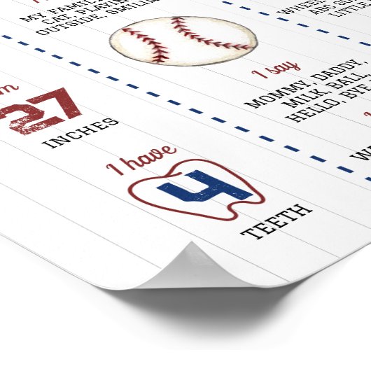 Batter up honkbal eerste verjaardag mijlpaal Poste Poster (Hoek)