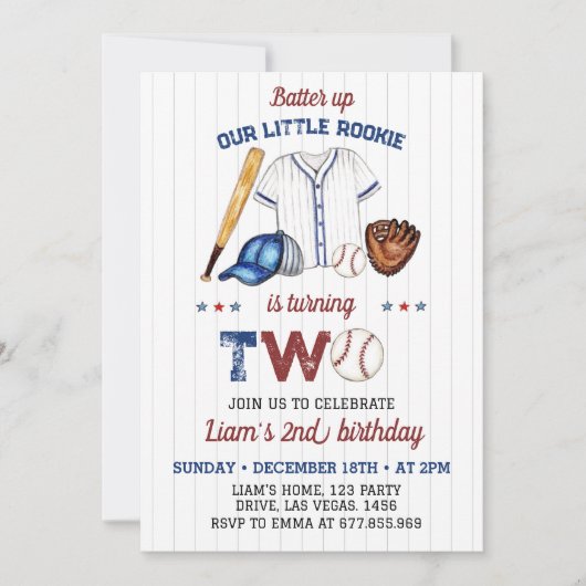 Batter up honkbal jongen verjaardag uitnodiging (Voorkant)