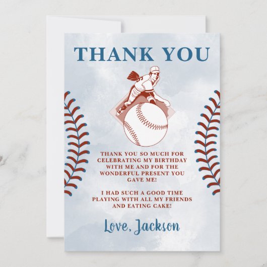Batter Up Honkbal Jongens Verjaardag Bedankt Card Kaart (Voorkant)